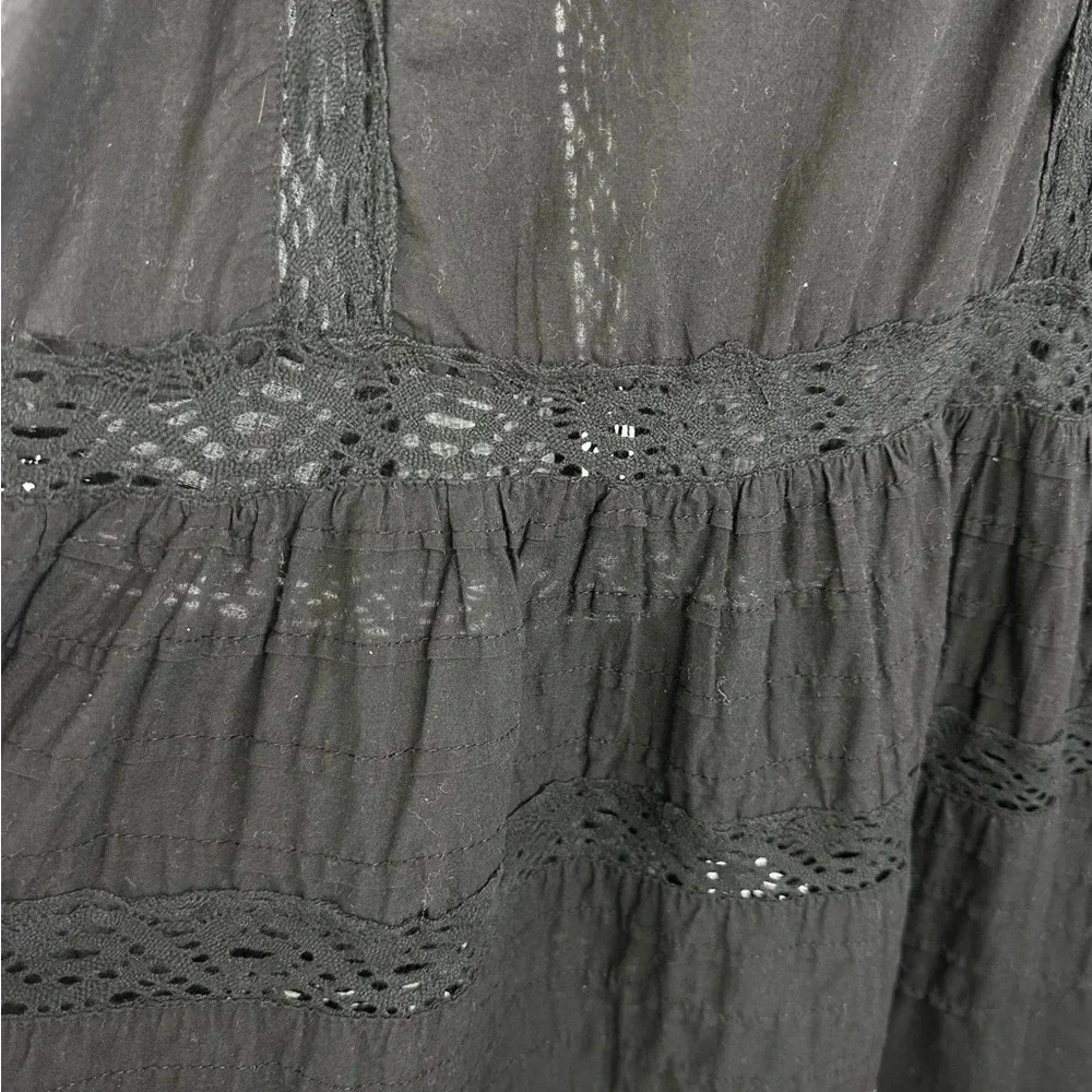 Free People 100% Cotton Black This is‎ It Slip Midi Dress size Medium Whimsigoth - Picture 6 of 10